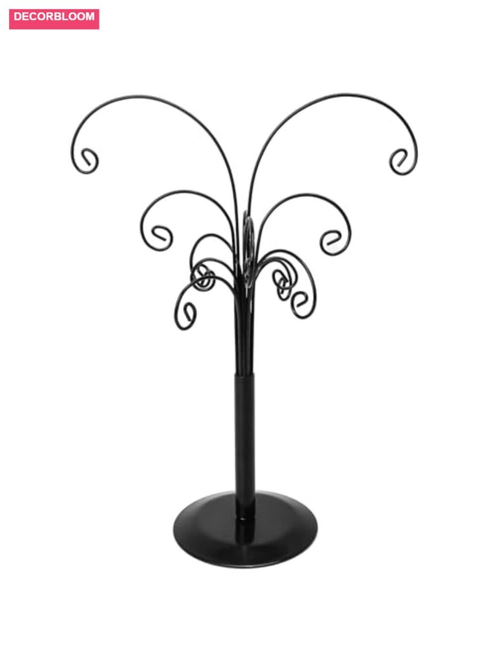 Wrought Iron Ornament Display Tree Rotating Tabletop Stand 12 Hooks Jewelry Rack